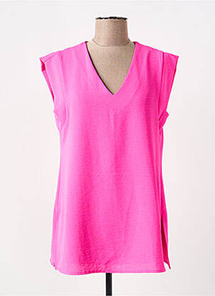 Blouse tissage crêpe sans manche rose REVER MILE femme