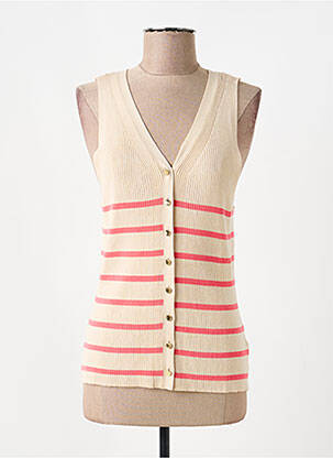 Gilet sans manche maille fine beige MD'M femme