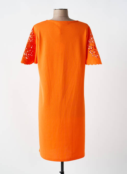 Robe mi-longue tissage crêpe manches courtes orange LOLITAS&L femme