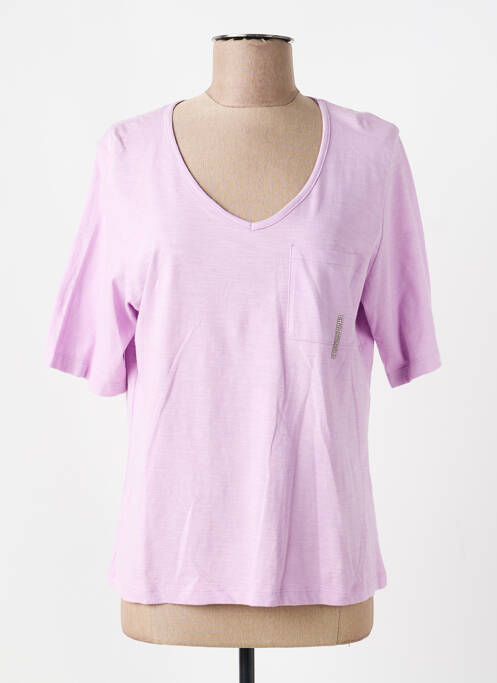 T-shirt sérigraphie avec strass manches courtes violet SIGNE NATURE femme