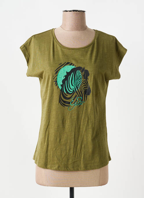 T-shirt sérigraphie manches courtes vert YES.ZEE femme