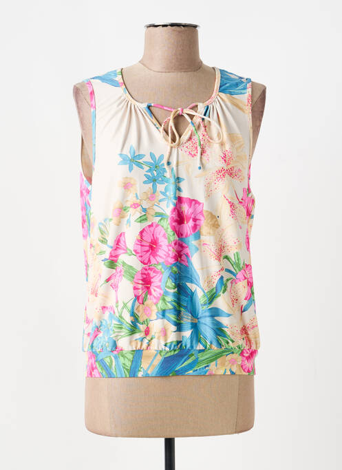 Top tissage jersey sans manche beige K-DESIGN femme