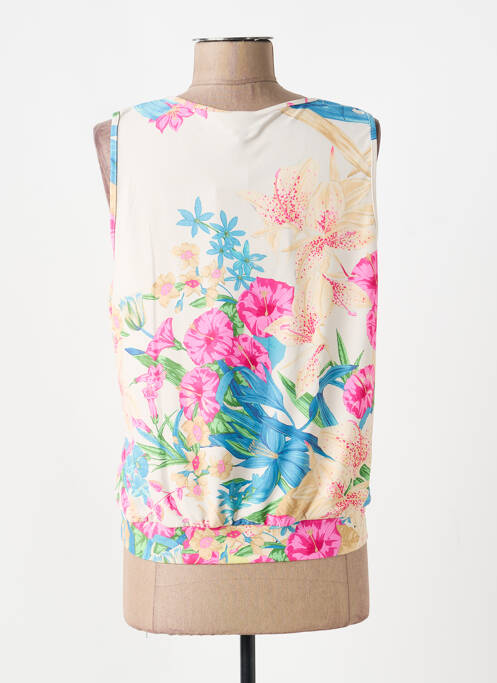 Top tissage jersey sans manche beige K-DESIGN femme