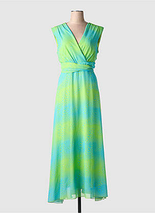 Robe longue imprimé fantaisie sans manche vert GREGORY PAT femme