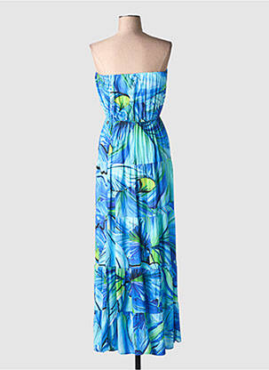 Robe longue imprimé fantaisie sans manche bleu YES.ZEE femme