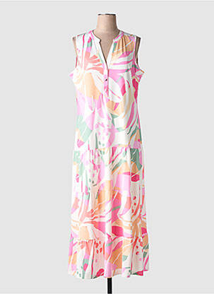 Robe longue imprimé fantaisie sans manche rose K-DESIGN femme