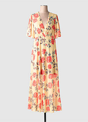 Robe longue manches courtes manches courtes jaune RELISH femme