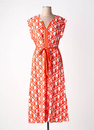 Robe mi-longue coupe fluide manches courtes rouge MD'M femme