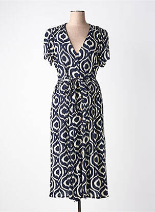 Robe longue imprimé fantaisie manches courtes bleu MD'M femme