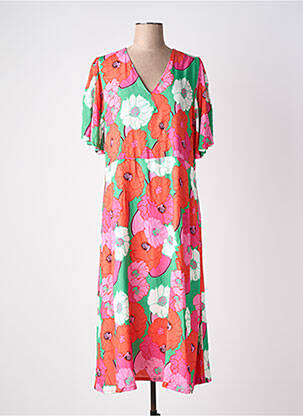 Robe longue manches courtes manches courtes rouge SIGNE NATURE femme