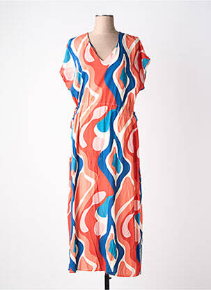 Robe longue imprimé fantaisie manches courtes rouge LA FEE MARABOUTEE femme