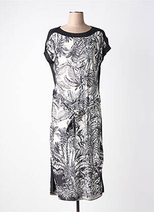Robe longue imprimé fantaisie manches courtes noir K-DESIGN femme