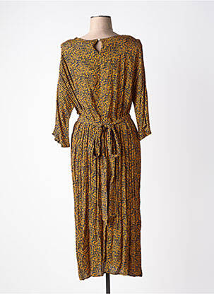 Robe longue imprimé fantaisie manches longues marron LA FEE MARABOUTEE femme