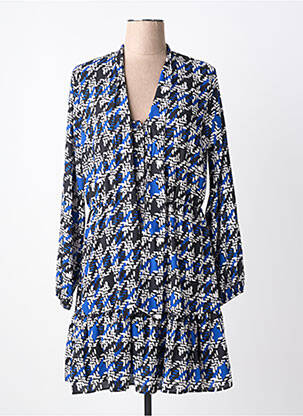 Robe mi-longue coupe fluide manches longues bleu ARTIGLI femme