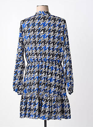 Robe mi-longue coupe fluide manches longues bleu ARTIGLI femme