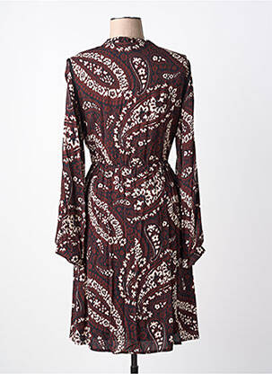 Robe mi-longue coupe fluide manches longues marron LA FEE MARABOUTEE femme
