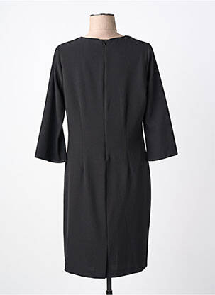 Robe mi-longue tissage crêpe manches longues noir FRANCE RIVOIRE femme