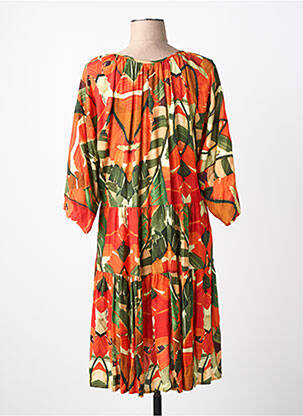 Robe mi-longue coupe fluide manches longues orange PAOLA TIENFORTI femme