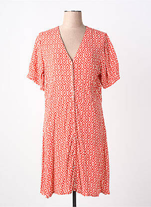Robe mi-longue coupe fluide manches courtes rouge MD'M femme