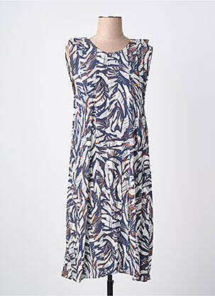 Robe mi-longue imprimé fantaisie sans manche bleu EVA KAYAN femme
