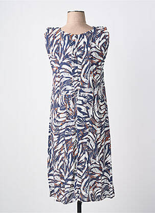 Robe mi-longue imprimé fantaisie sans manche bleu EVA KAYAN femme