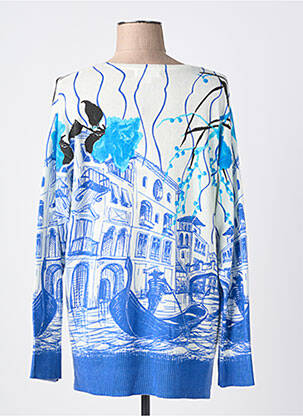 Pull col v manches longues bleu MD'M femme