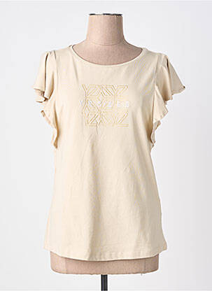 T-shirt sérigraphie manches courtes beige YES.ZEE femme