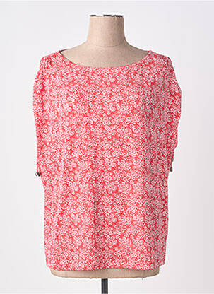 Top tissage crêpe manches courtes rouge MARBLE femme