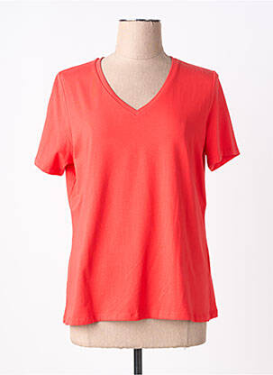 T-shirt col v manches courtes rouge LEO & UGO femme