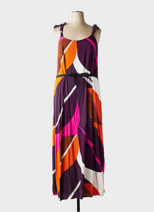 Robe longue imprimé fantaisie fines bretelles orange LA FEE MARABOUTEE femme