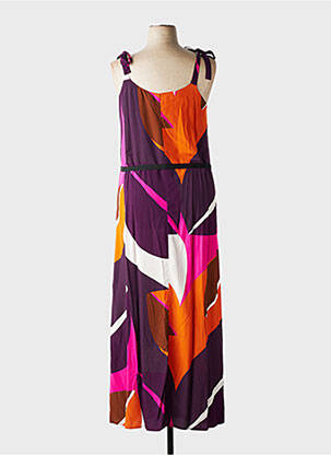 Robe longue imprimé fantaisie fines bretelles orange LA FEE MARABOUTEE femme