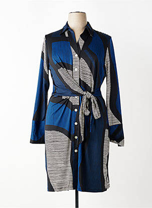 Robe mi-longue manches longues manches longues bleu K-DESIGN femme
