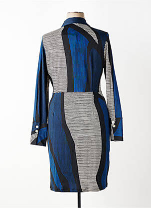 Robe mi-longue manches longues manches longues bleu K-DESIGN femme