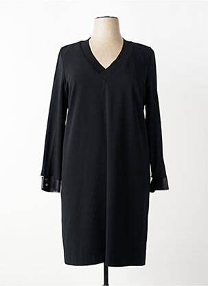 Robe mi-longue tissage crêpe manches longues noir EVA KAYAN femme