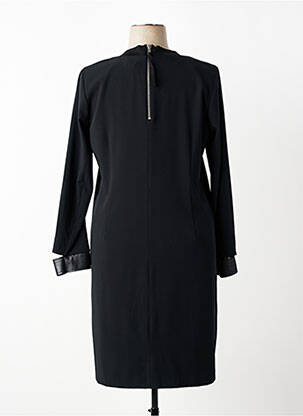 Robe mi-longue tissage crêpe manches longues noir EVA KAYAN femme