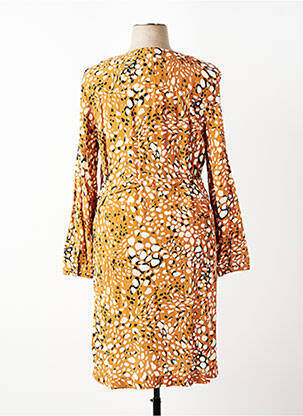 Robe mi-longue coupe fluide manches longues jaune DIANE LAURY femme