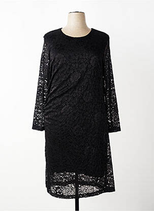 Robe mi-longue coupe fluide manches longues noir SIGNE NATURE femme