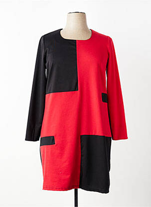 Robe mi-longue manches longues manches longues rouge FRANCE RIVOIRE femme