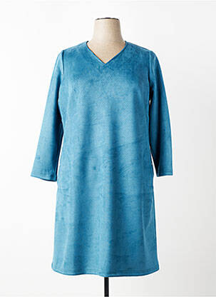 Robe mi-longue manches 3/4 manches 3/4 bleu FRANCE RIVOIRE femme