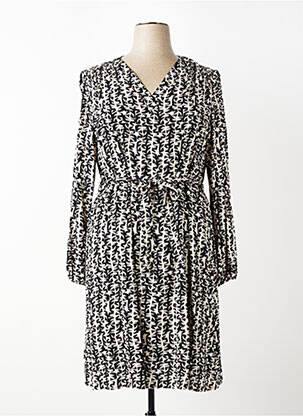 Robe mi-longue imprimé fantaisie manches longues noir SIGNE NATURE femme