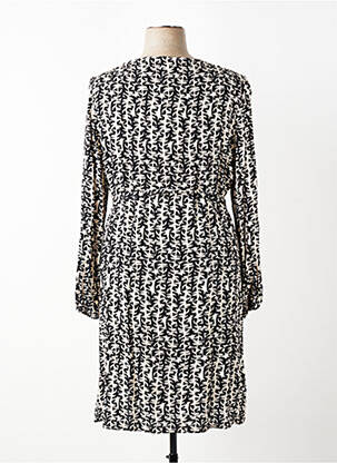 Robe mi-longue imprimé fantaisie manches longues noir SIGNE NATURE femme