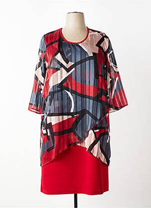 Robe mi-longue manches 3/4 manches 3/4 rouge GREGORY PAT femme