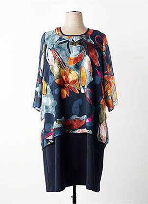 Robe mi-longue manches 3/4 manches 3/4 bleu GREGORY PAT femme