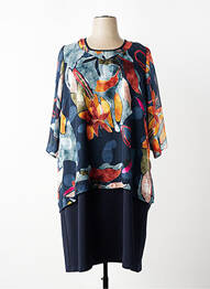 Robe mi-longue manches 3/4 manches 3/4 bleu GREGORY PAT femme