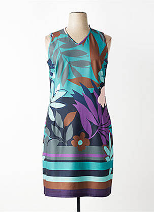 Robe mi-longue tissage crêpe sans manche vert GREGORY PAT femme