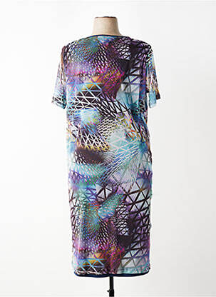 Robe mi-longue coupe fluide manches courtes bleu FRANCE RIVOIRE femme