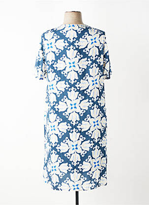 Robe mi-longue imprimé fleurs manches courtes bleu SIGNE NATURE femme