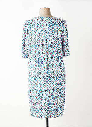 Robe mi-longue imprimé fantaisie manches courtes bleu SIGNE NATURE femme