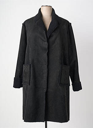 Manteau long coupe droite sans capuche noir SIGNE NATURE femme