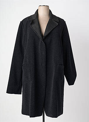 Manteau long coupe droite sans capuche noir SIGNE NATURE femme